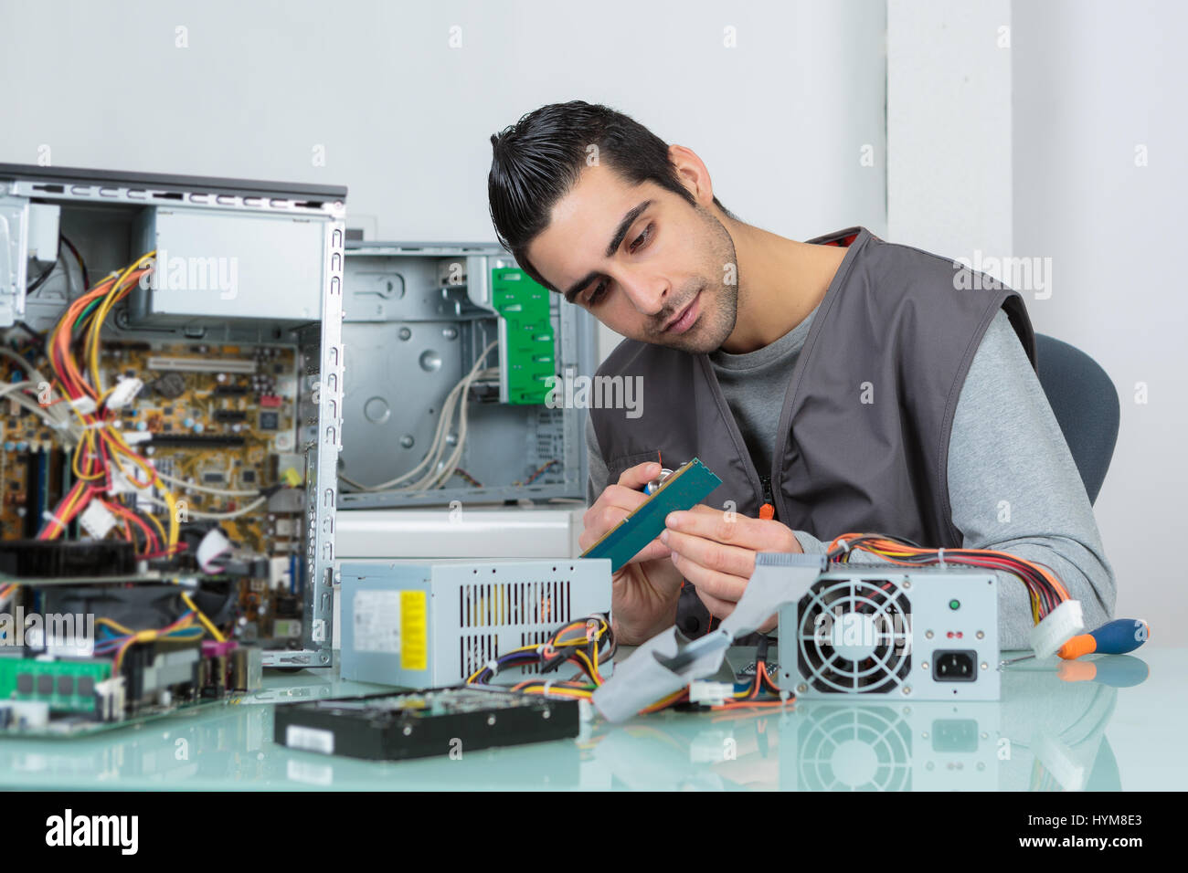 assembling the CPU Stock Photo