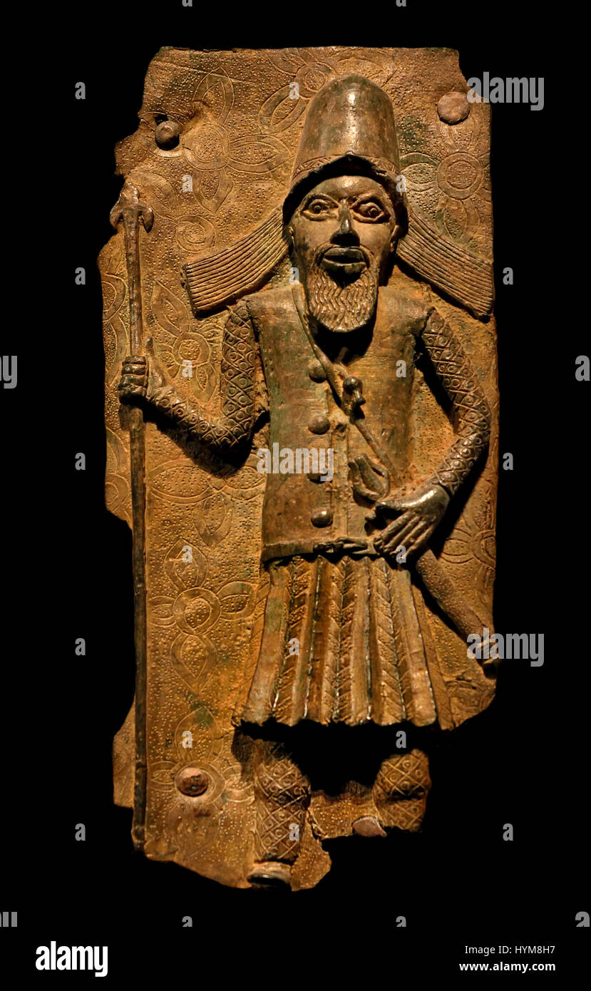 Bronze Brass plaque showing the Oba of Benin with attendants Edo ...