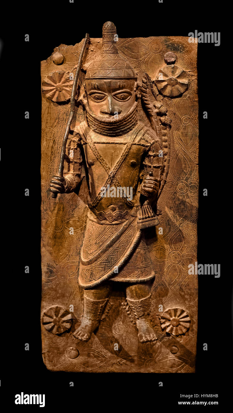 Bronze Brass plaque showing the Oba of Benin with attendants Edo ...
