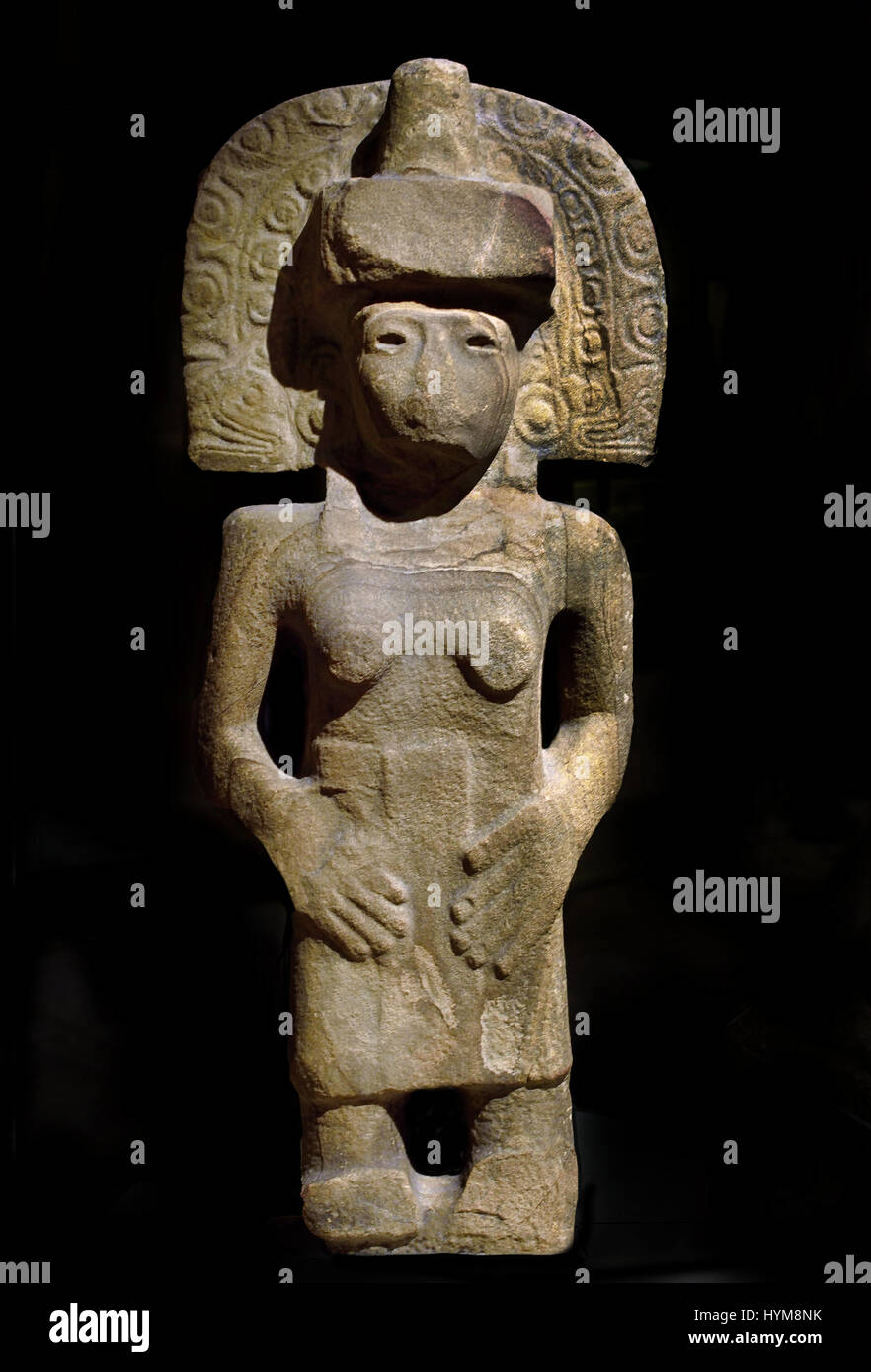 Stone figure of the Huaxtec goddess Tlazolteotl - Huaxtec 900-1450 Mexico ( The Mayans - Maya civilization was a Mesoamerican civilization in Yucatán  Mexico and Belize in Central America ( 2600 BC - 1500 AD ) Pre Columbian American ) Stock Photo