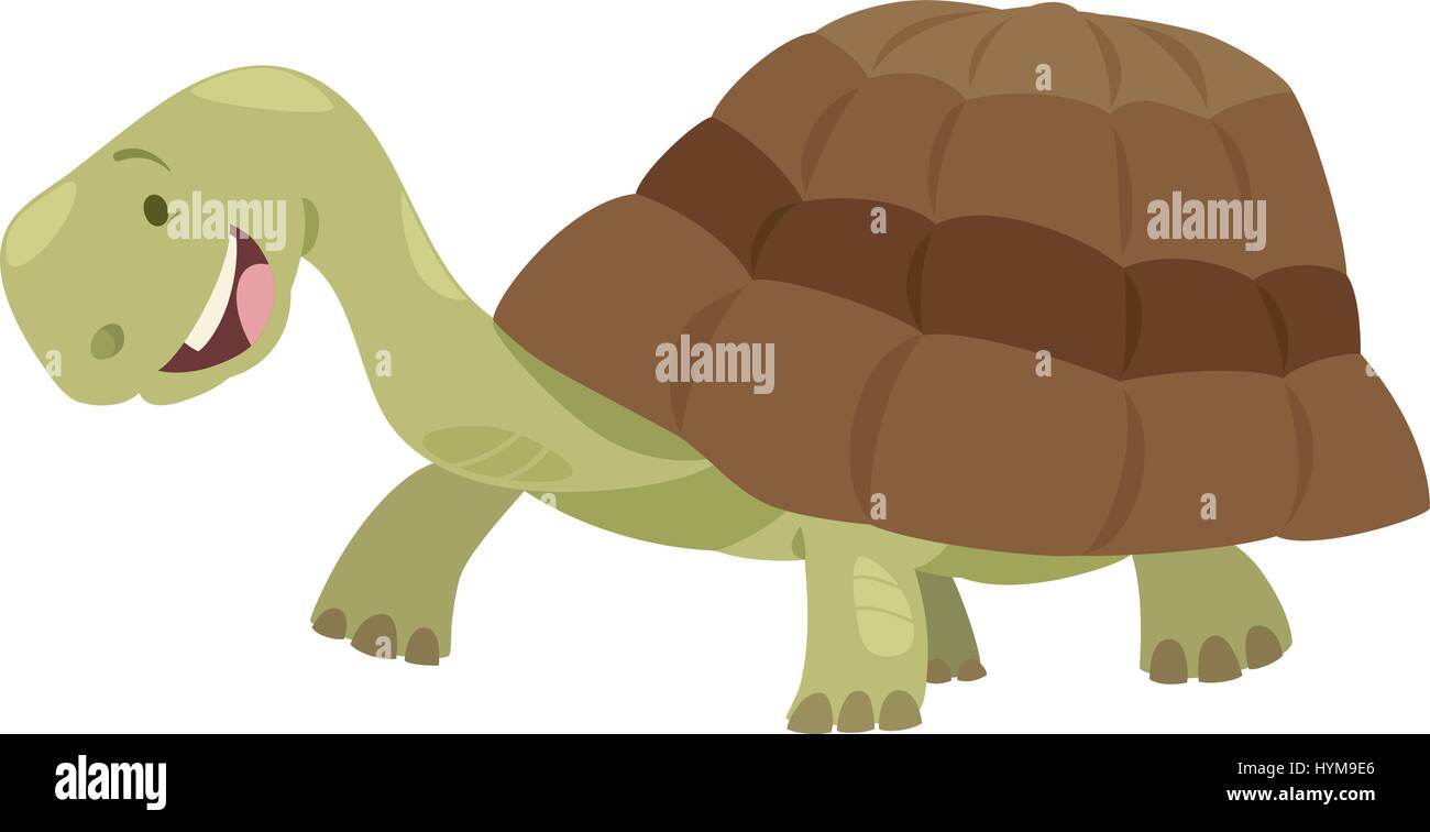 Cartoon Illustration of Happy Turtle or Tortoise Animal Character Stock Vector