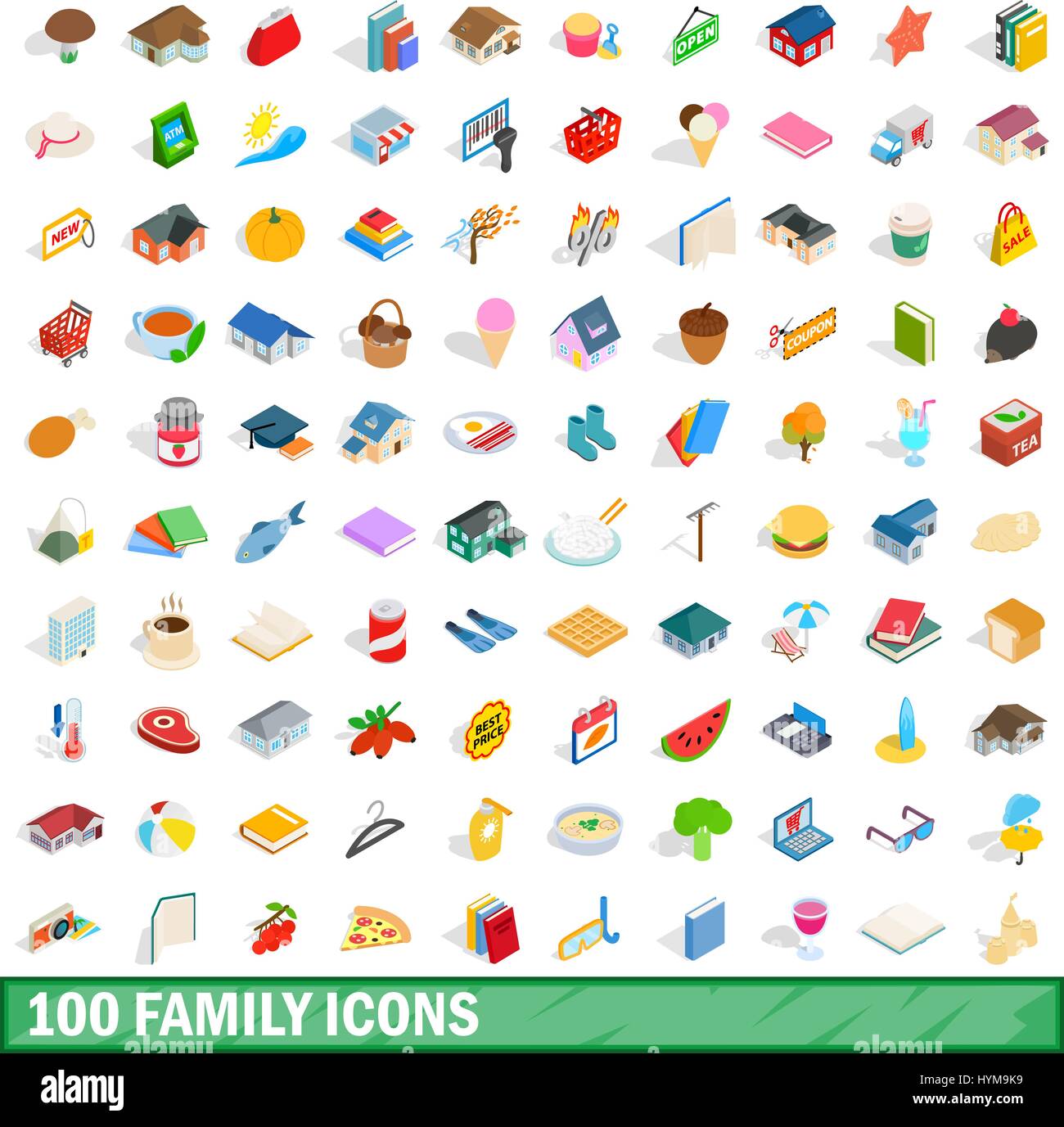100 family icons set, isometric 3d style Stock Vector Image & Art - Alamy