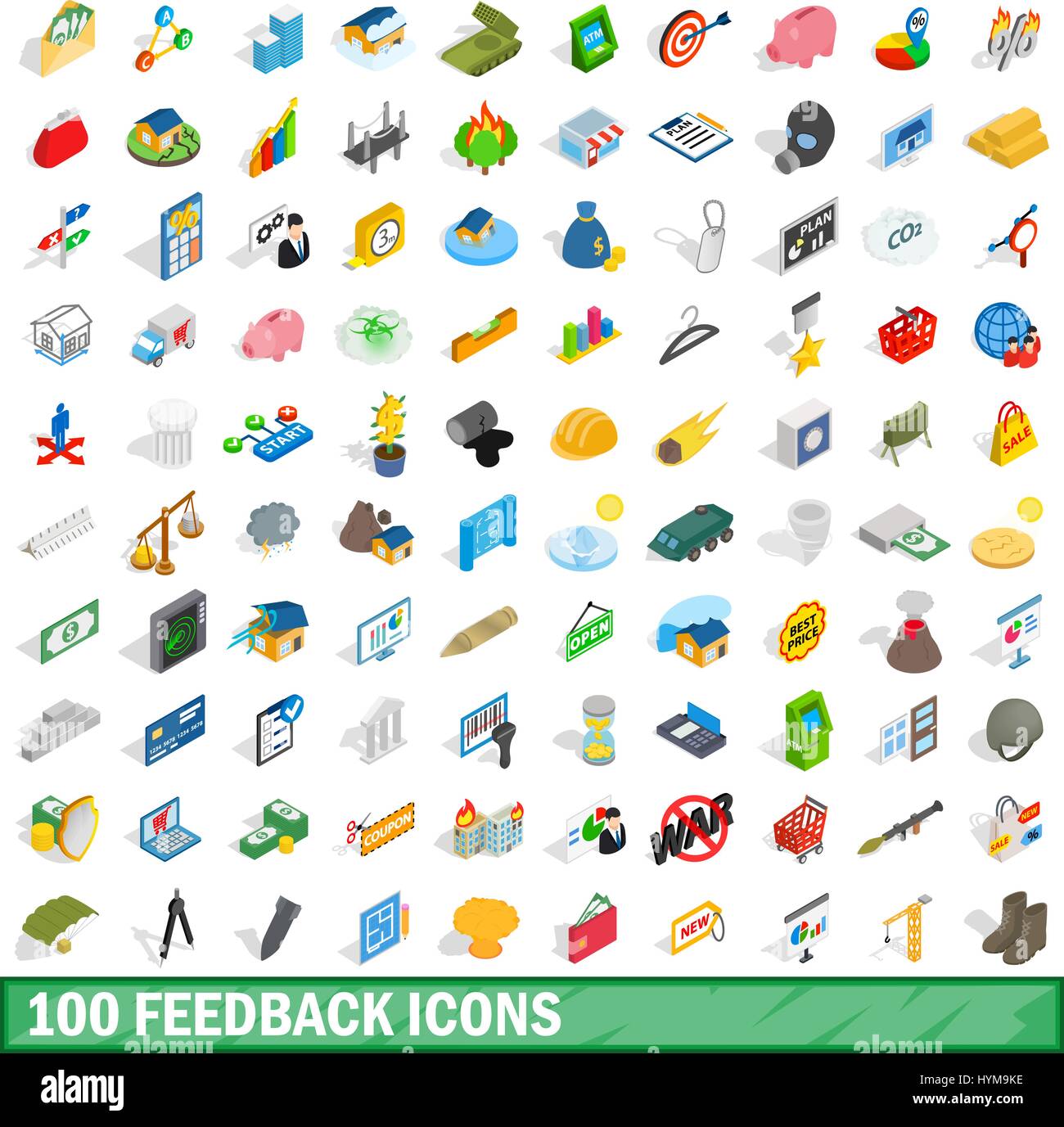 100 feedback icons set, isometric 3d style Stock Vector Image & Art - Alamy