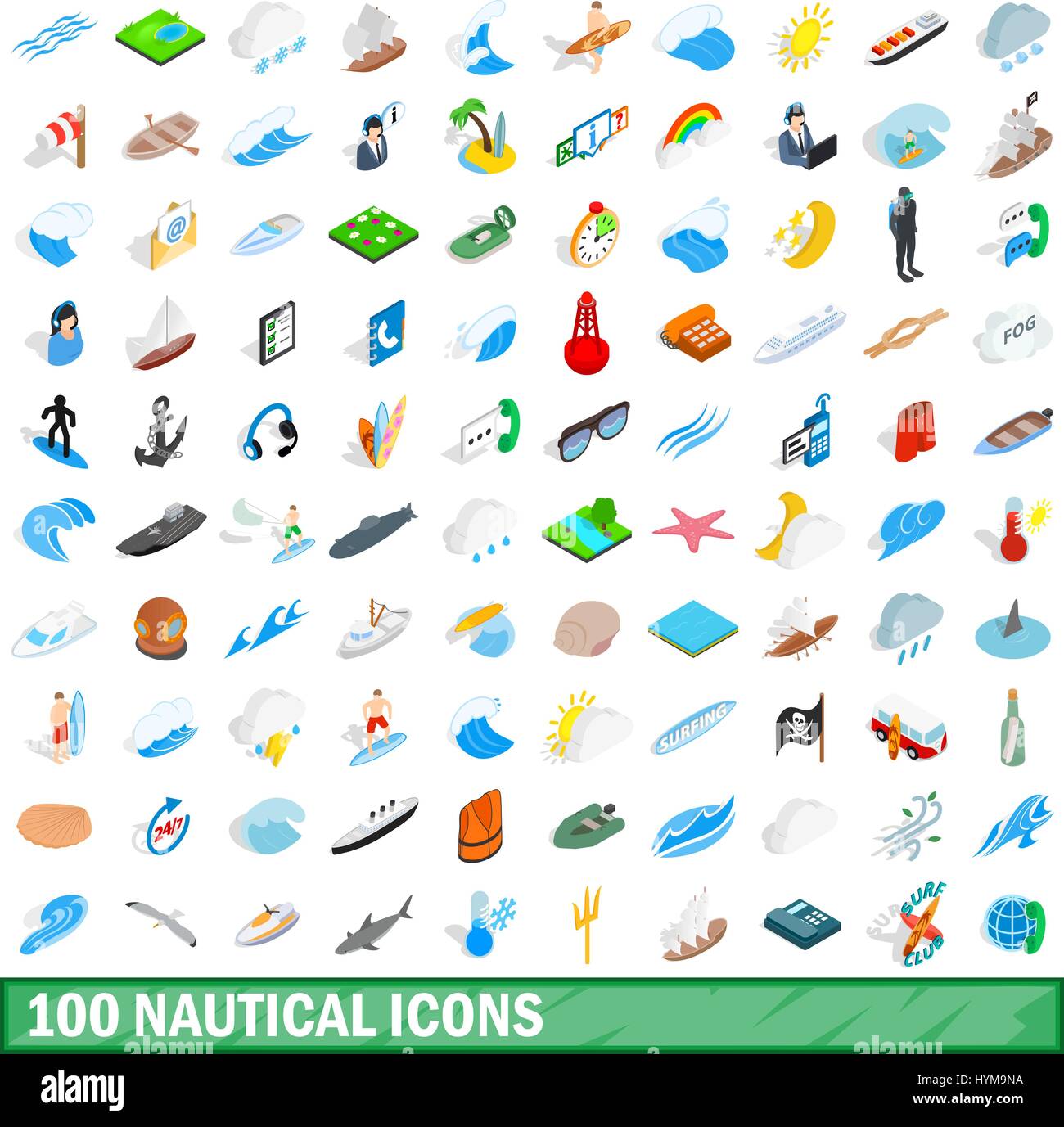 100 nautical icons set, isometric 3d style Stock Vector Image & Art - Alamy