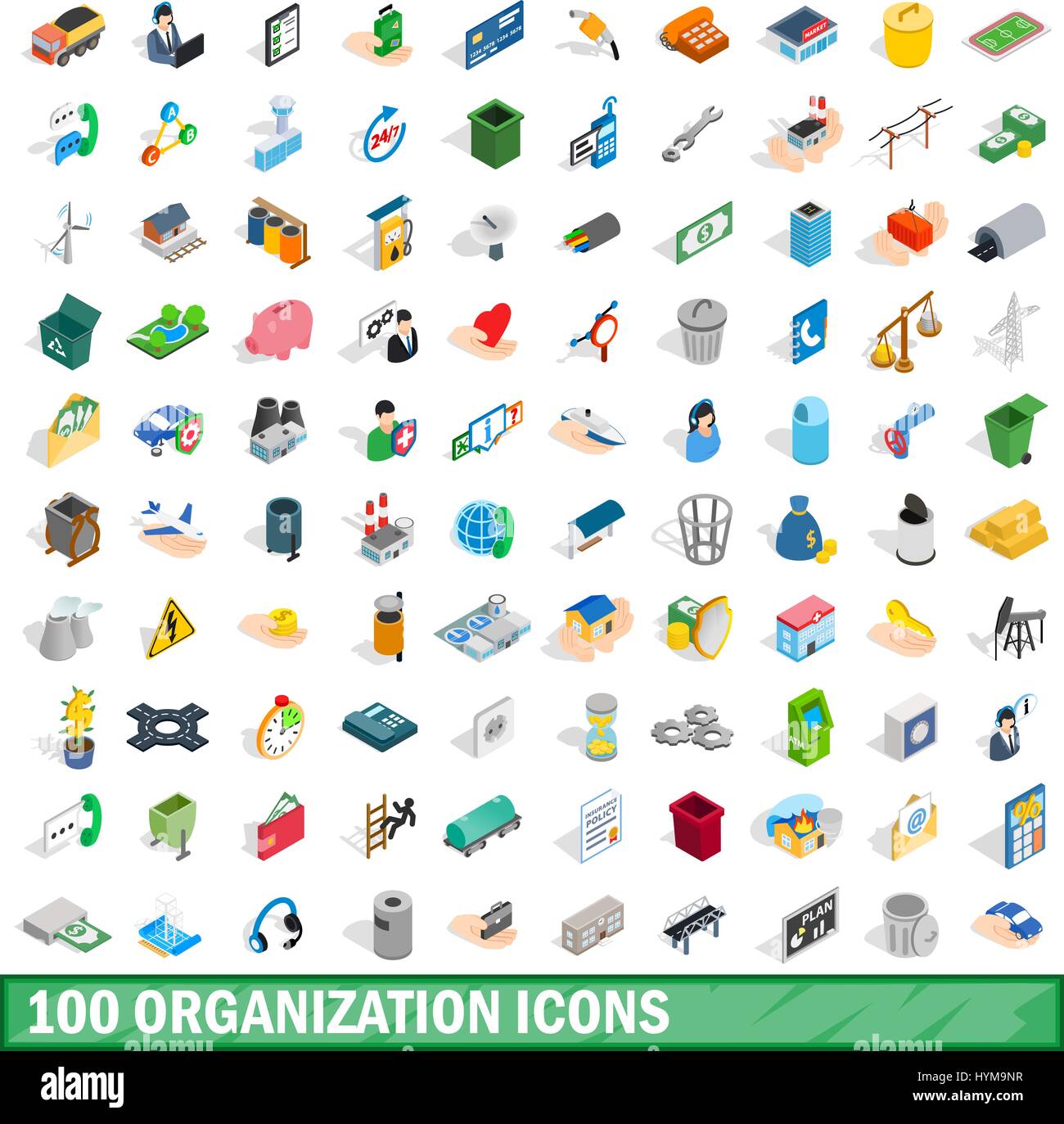 100 organization icons set, isometric 3d style Stock Vector Image & Art ...