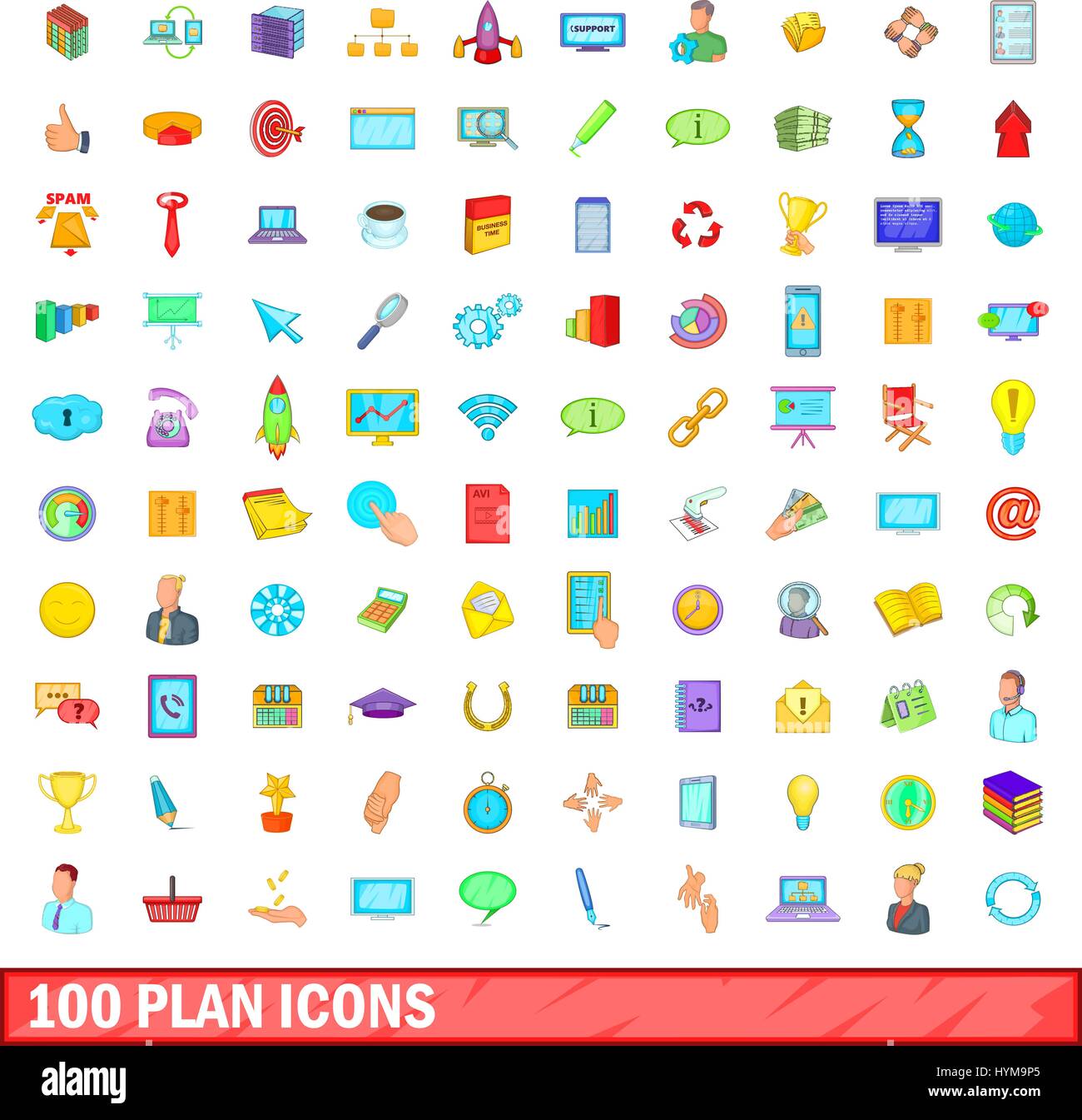 100 plan icons set, cartoon style Stock Vector Image & Art - Alamy