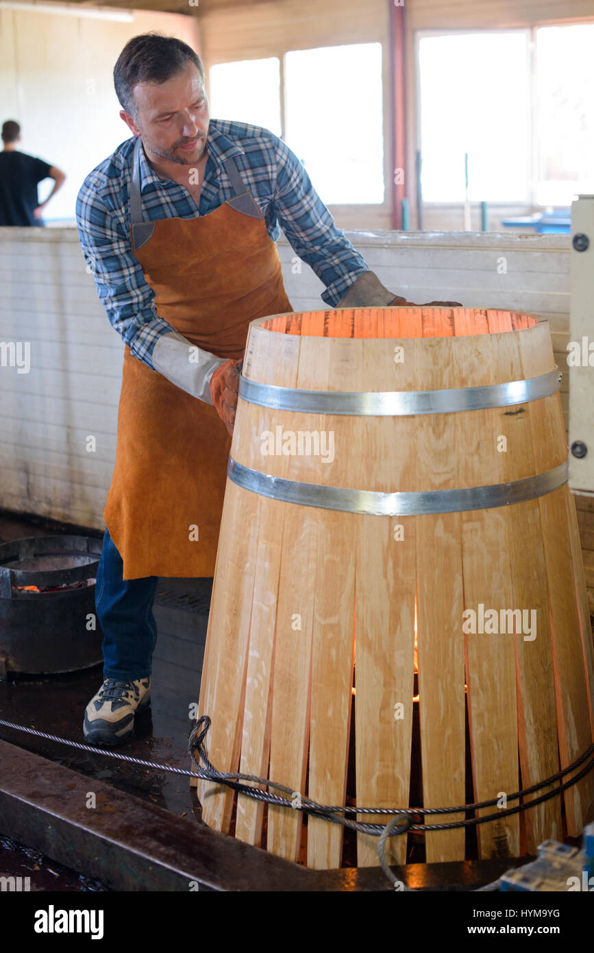 cooper making a barrel Stock Photo Alamy
