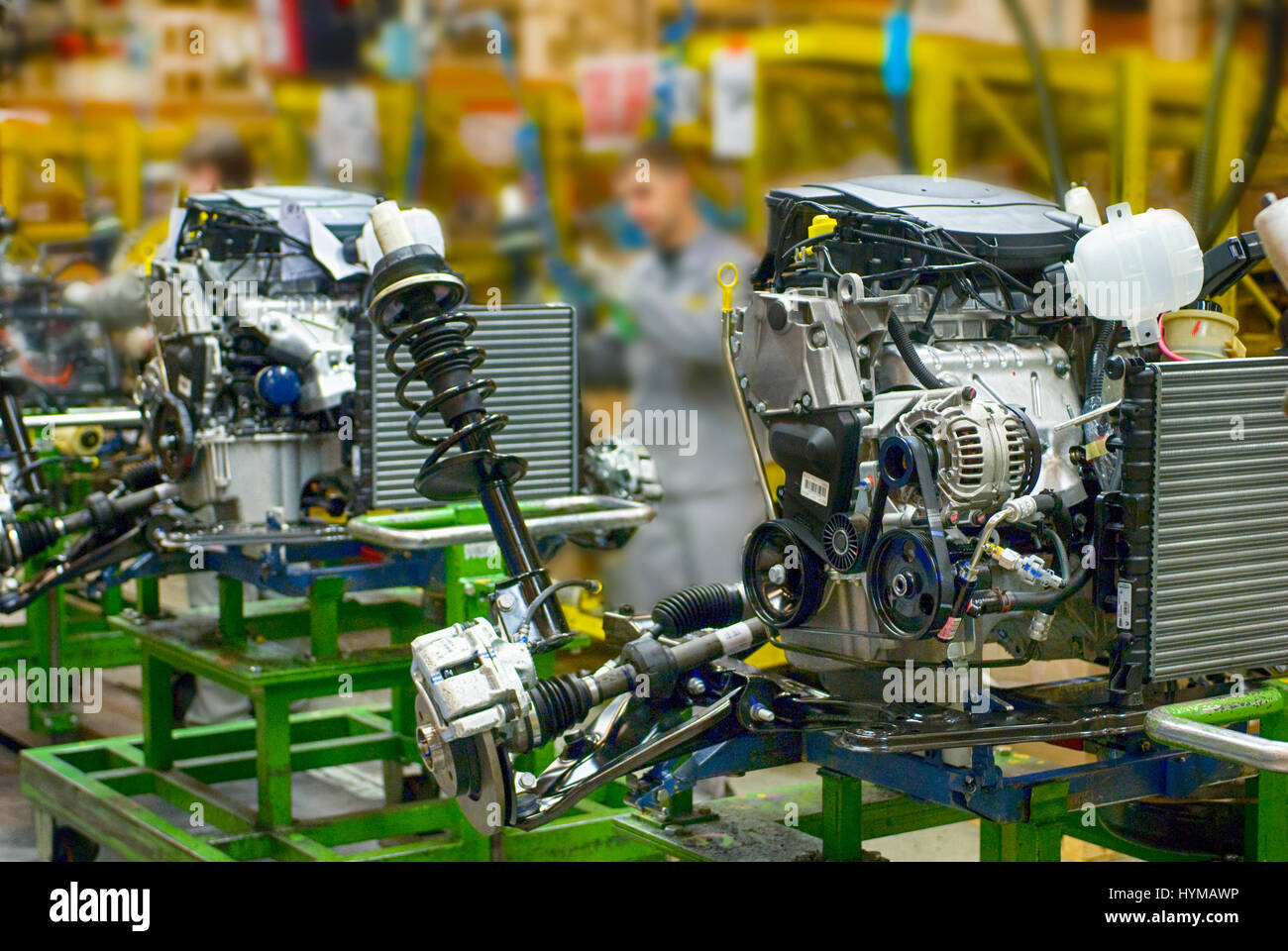 New Manufactured Engines On Assembly Line In A Factory Stock Photo Alamy