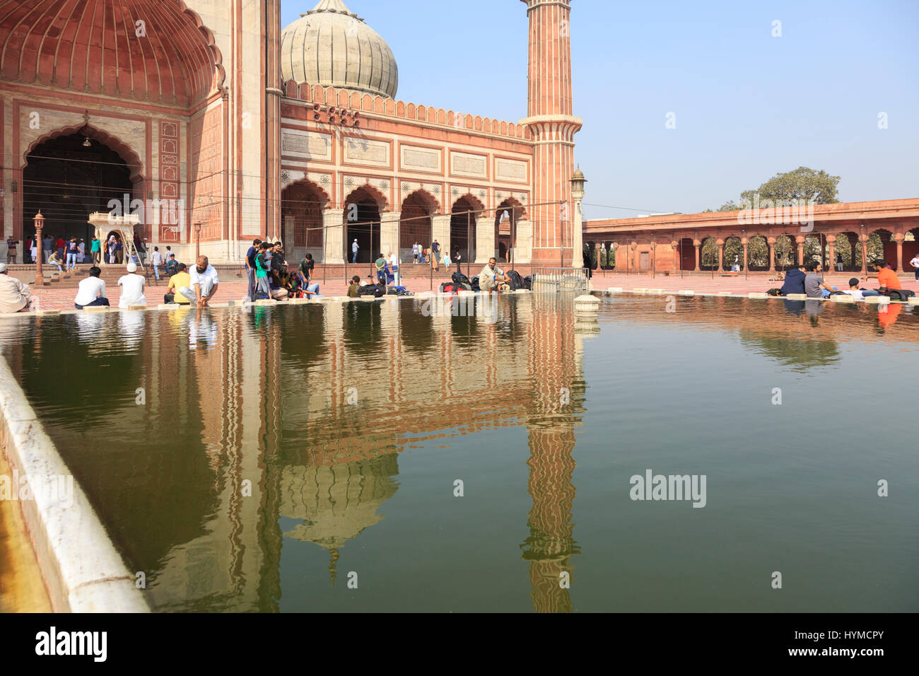 Die Jama Masjid (Freitagsmoschee) in Delhi ist die größte Moschee Indiens und eine der größten der Erde, Indien Stock Photo