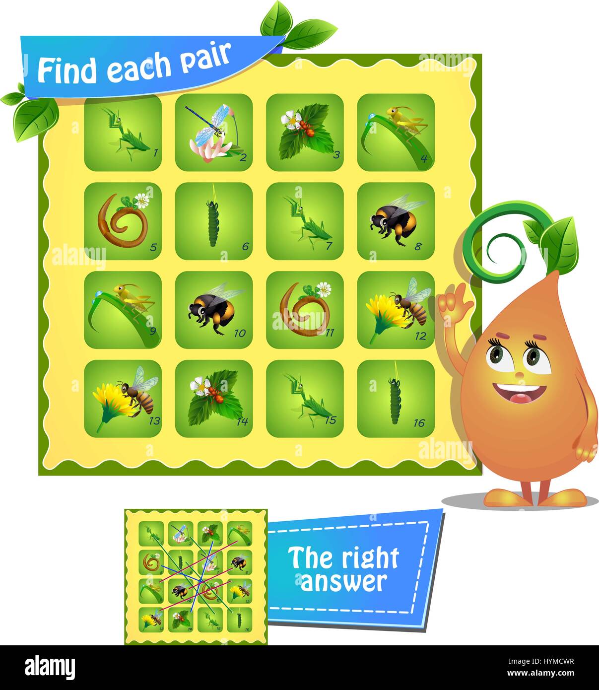 visual game for children and adults. Find each pair Stock Vector Image ...