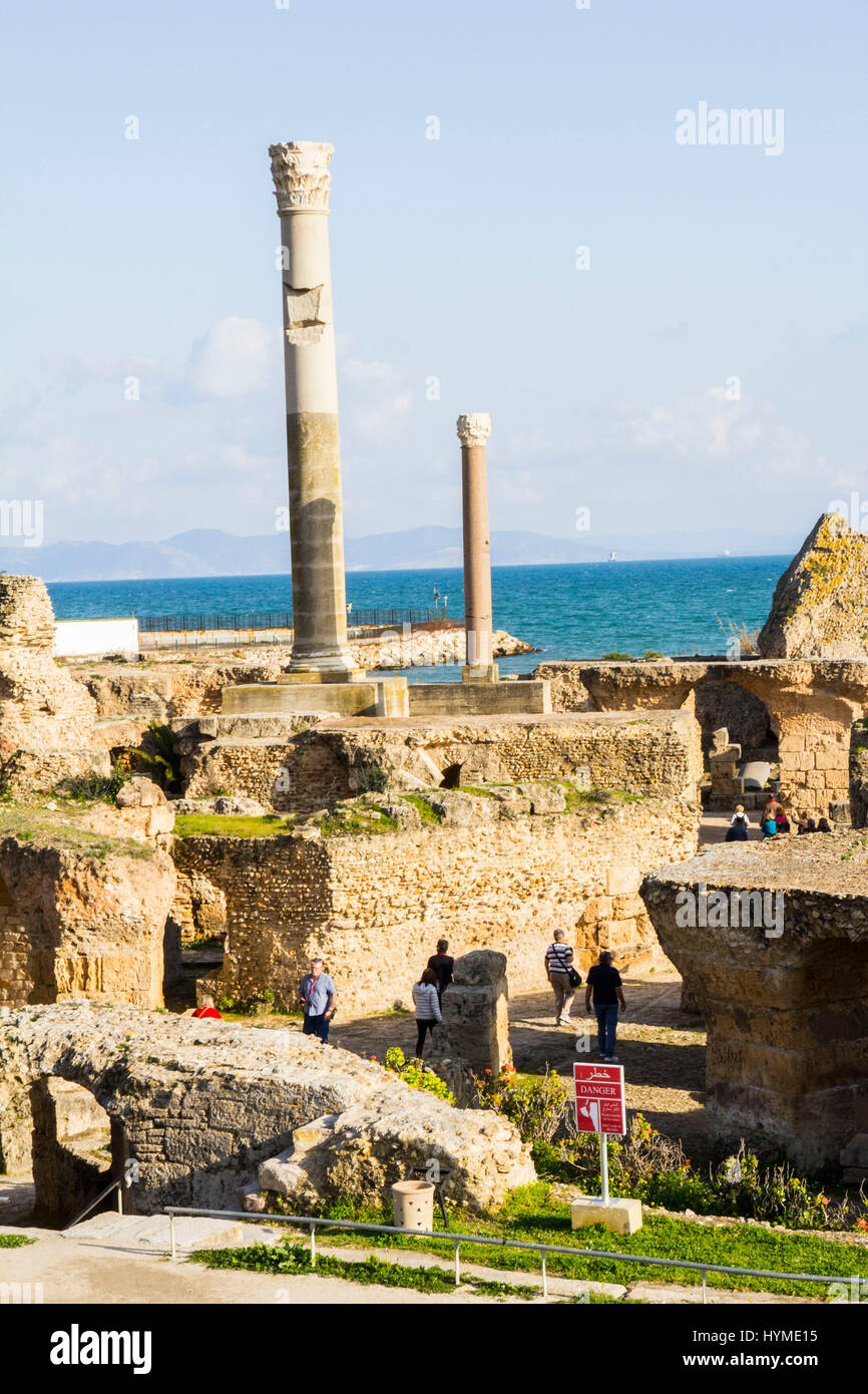 Founded by the Phoenicians in the 8th Century BC, the ancient city of Carthage was a powerhouse in the Mediterranean for centuries.  It fell under Rom Stock Photo