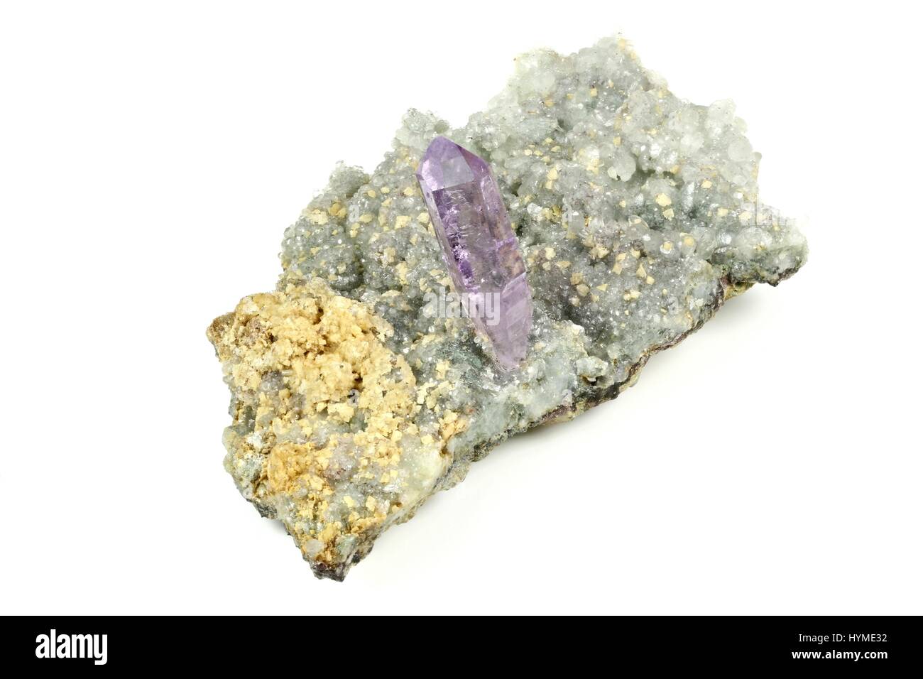 amethyst with calcite found in Osilo/ Sardinia Stock Photo