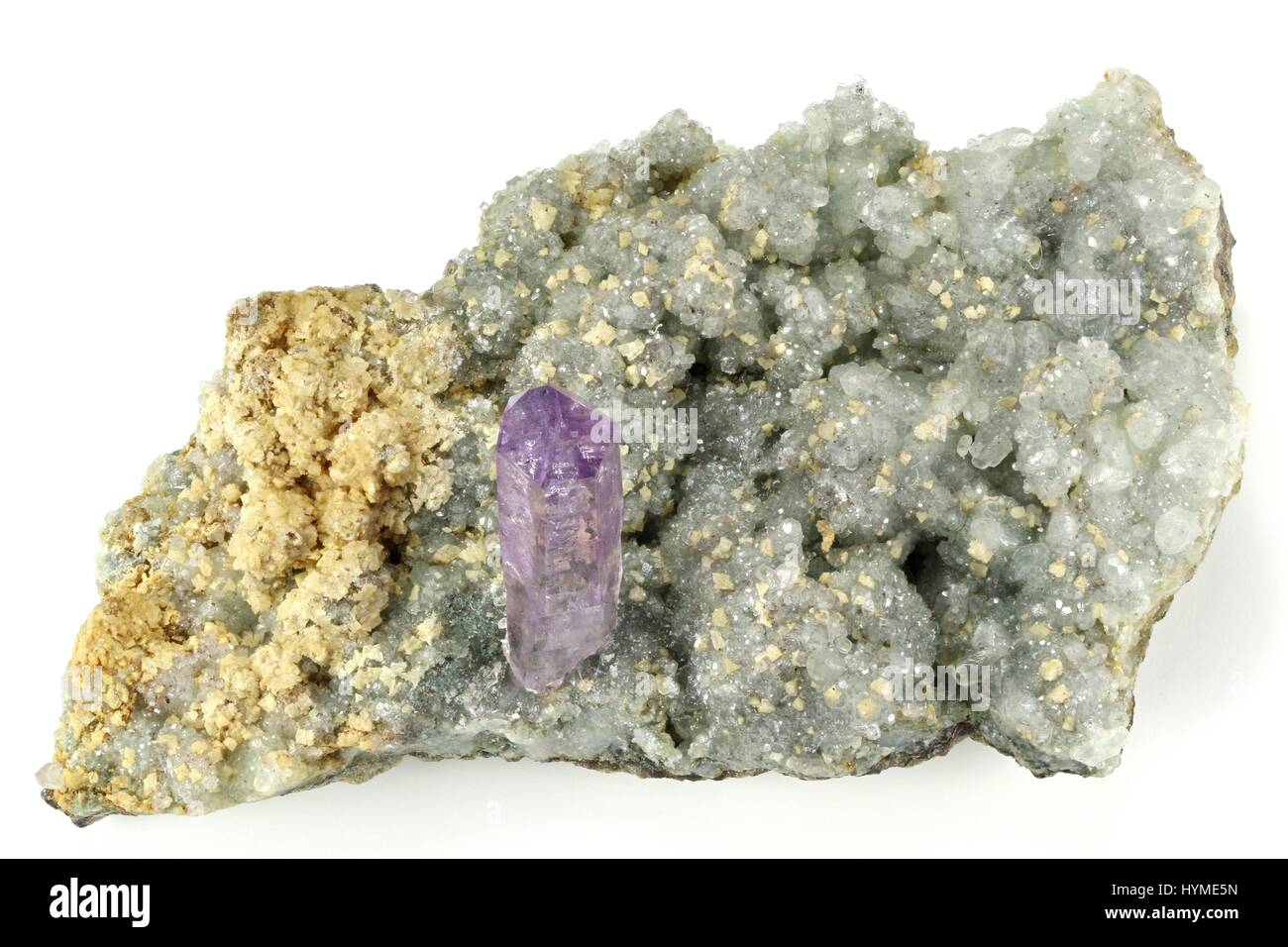 amethyst with calcite found in Osilo/ Sardinia Stock Photo