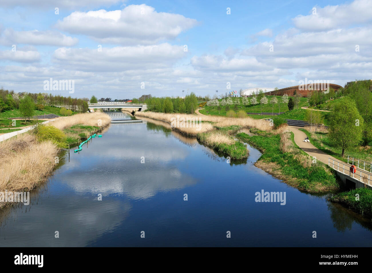 The River Lea at the Olympic Park Stratford East London UK Stock Photo