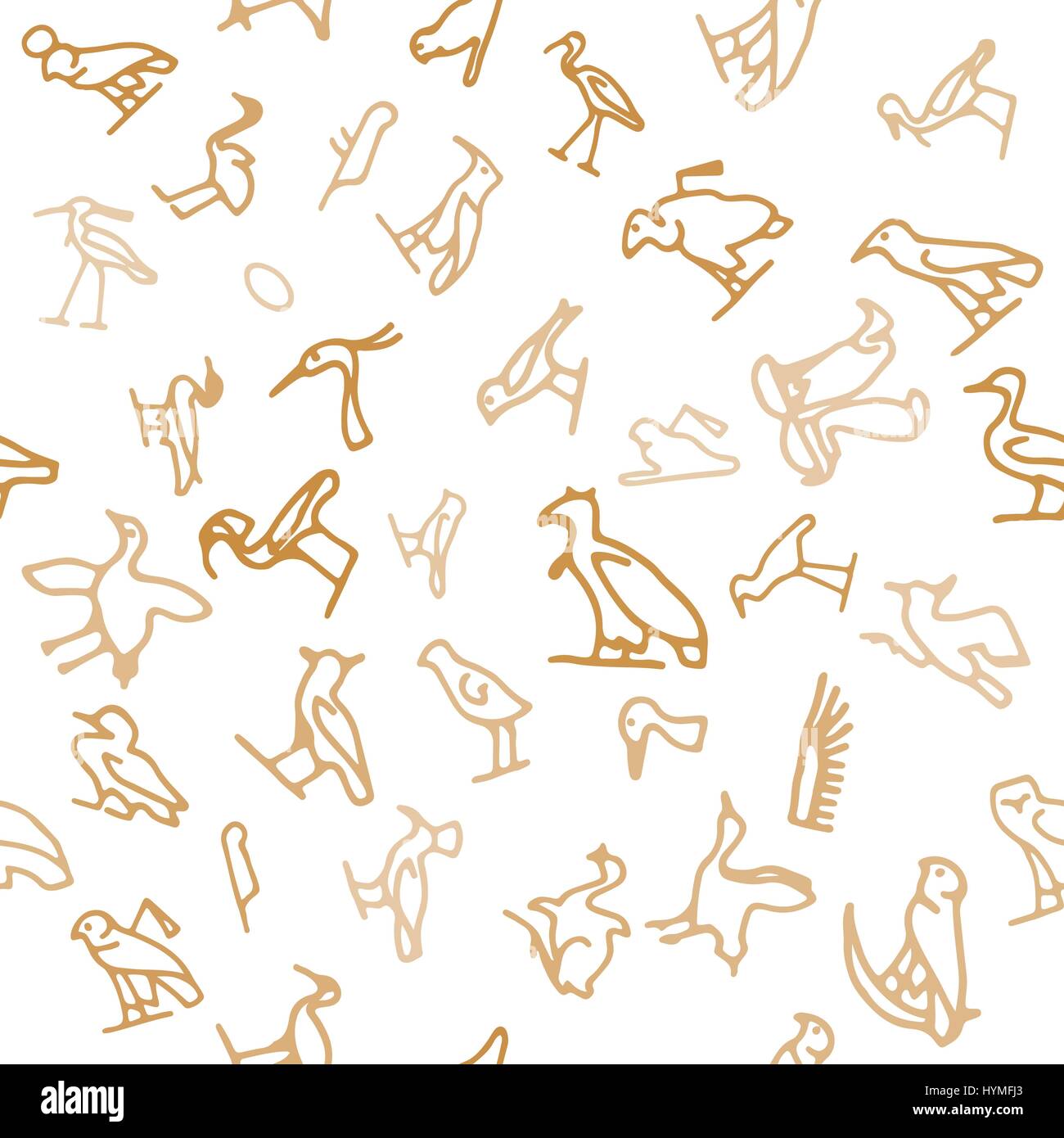 Seamless background in the form of ancient Egyptian hieroglyphs on a ...
