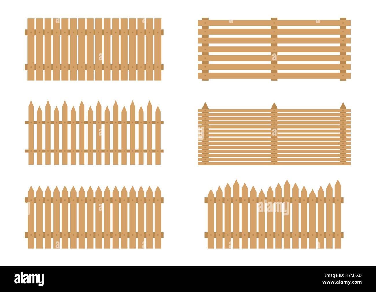 Wooden fence set Stock Vector