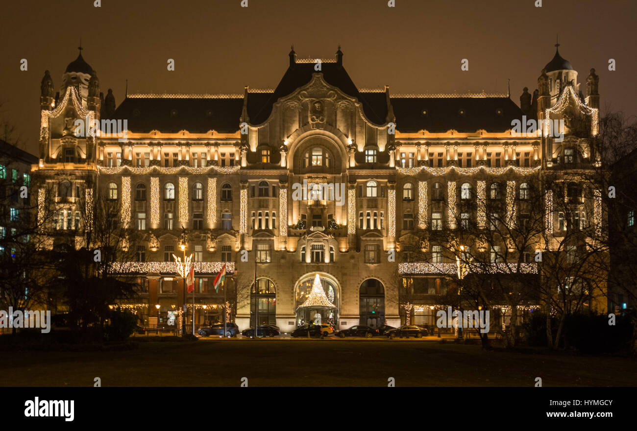 Gresham Palace in christmas, Budapest. Stock Photo