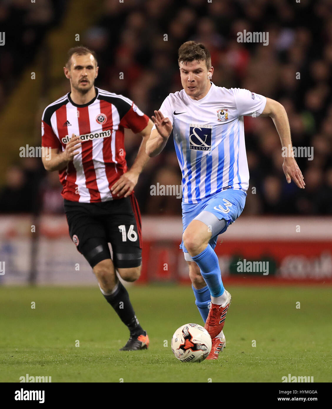 Coventry City's Chris Stokes (right) and Sheffield United's James