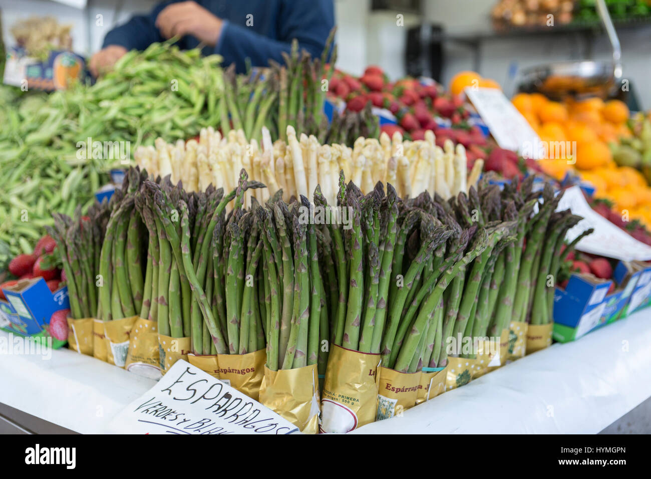 Farmers' food market stall with variety of organic vegetable, Cadiz, Spain Stock Photo