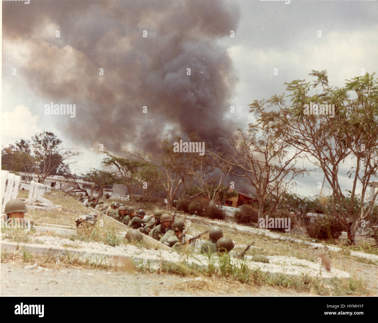 ARVN soldiers take cover in the old French Cemetery in Saigon during Tet. February 1, 1968. Stock Photo