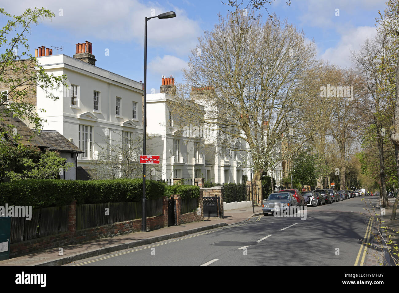 Georgian houses at the southern end of Camberwell Grove, one of South London's most elegant streets. Stock Photo