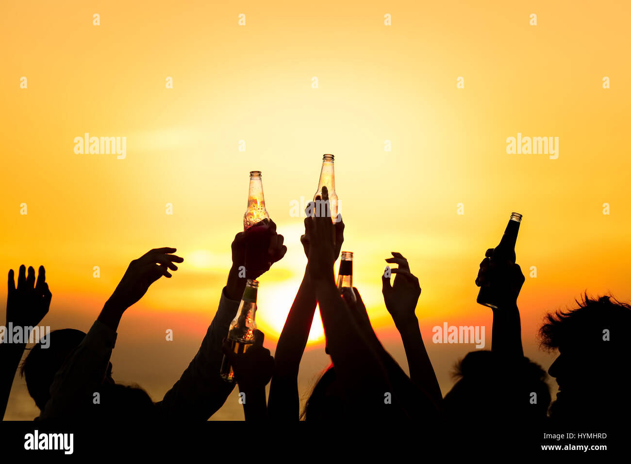 Friends Beach Party Drinks Toast Celebration Concept Stock Photo