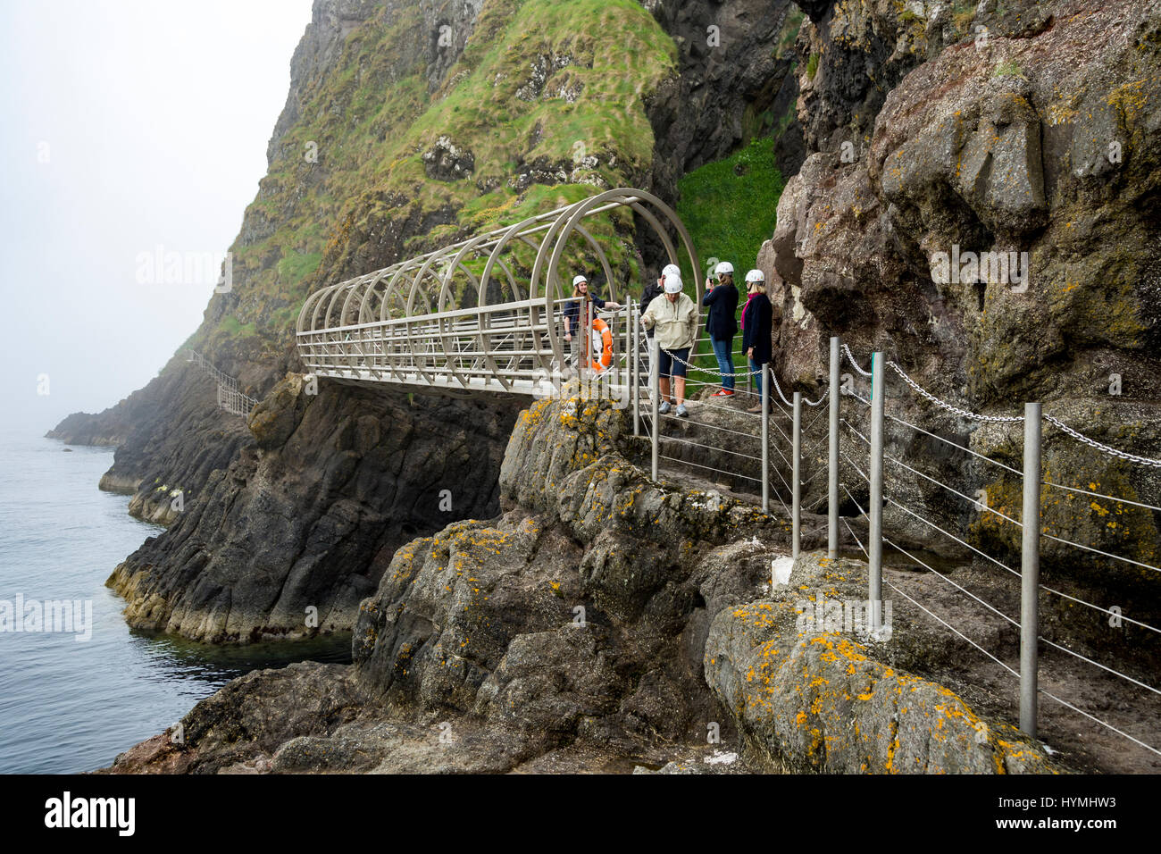 The Gobbins Cliff Path, near Islandmagee, County Antrim, Northern Ireland, UK Stock Photo