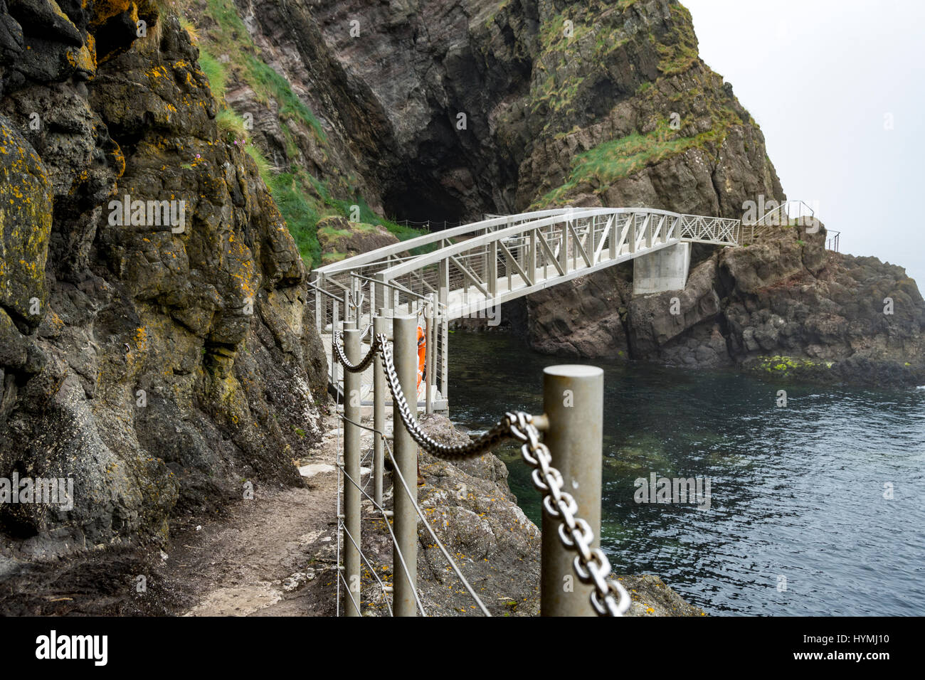 The Gobbins Cliff Path, near Islandmagee, County Antrim, Northern Ireland, UK Stock Photo