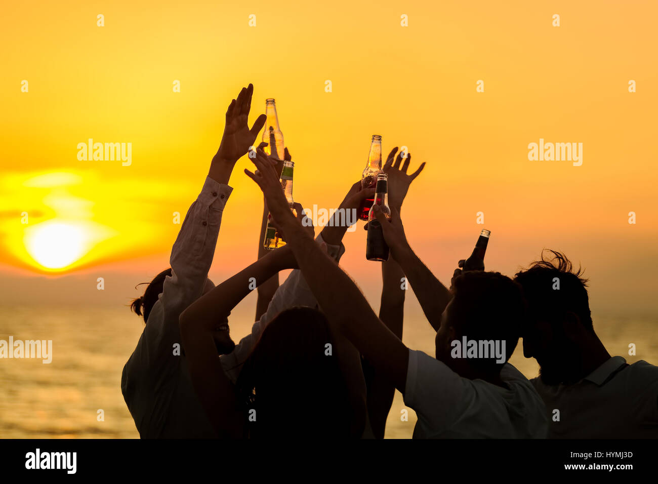 Friends Beach Party Drinks Toast Celebration Concept Stock Photo