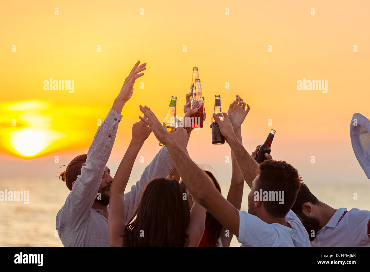 Friends Beach Party Drinks Toast Celebration Concept Stock Photo