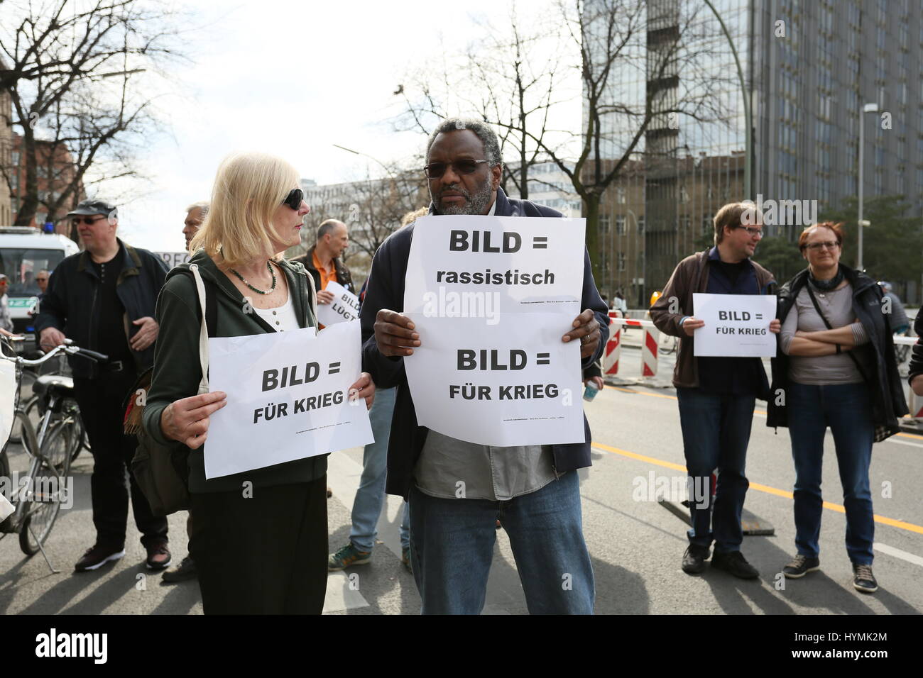 Berlin, Germany, April 11th, 2015: Protest against Germany´s biggest newspaper BILD. Stock Photo