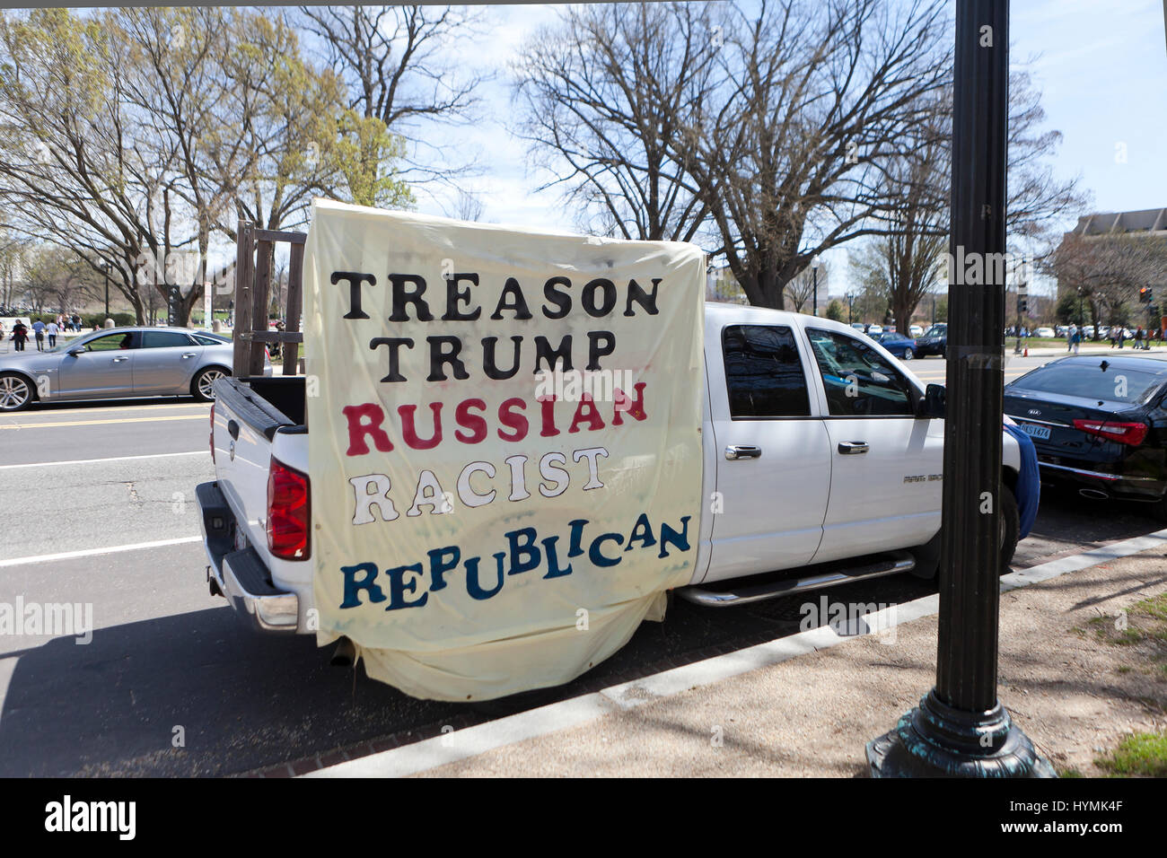 Anti-Trump protest banner - Washington, DC USA Stock Photo