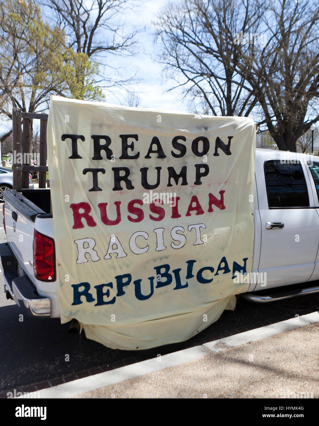 Anti-Trump protest banner - Washington, DC USA Stock Photo