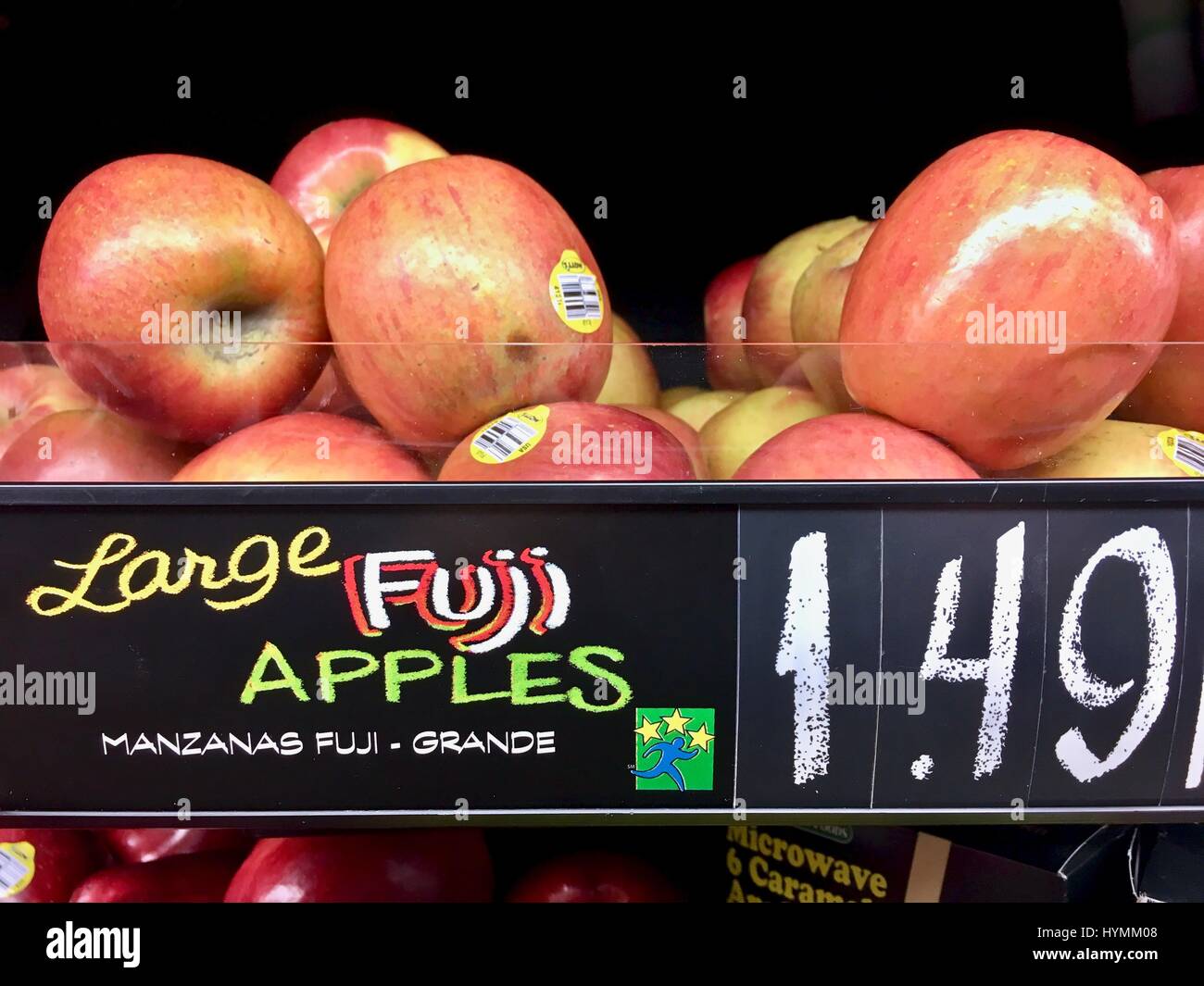 Large Fuji Apples at the produce market Stock Photo