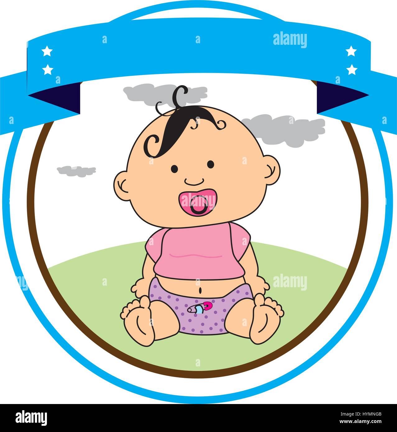 circular border with label and baby boy vector illustration Stock ...