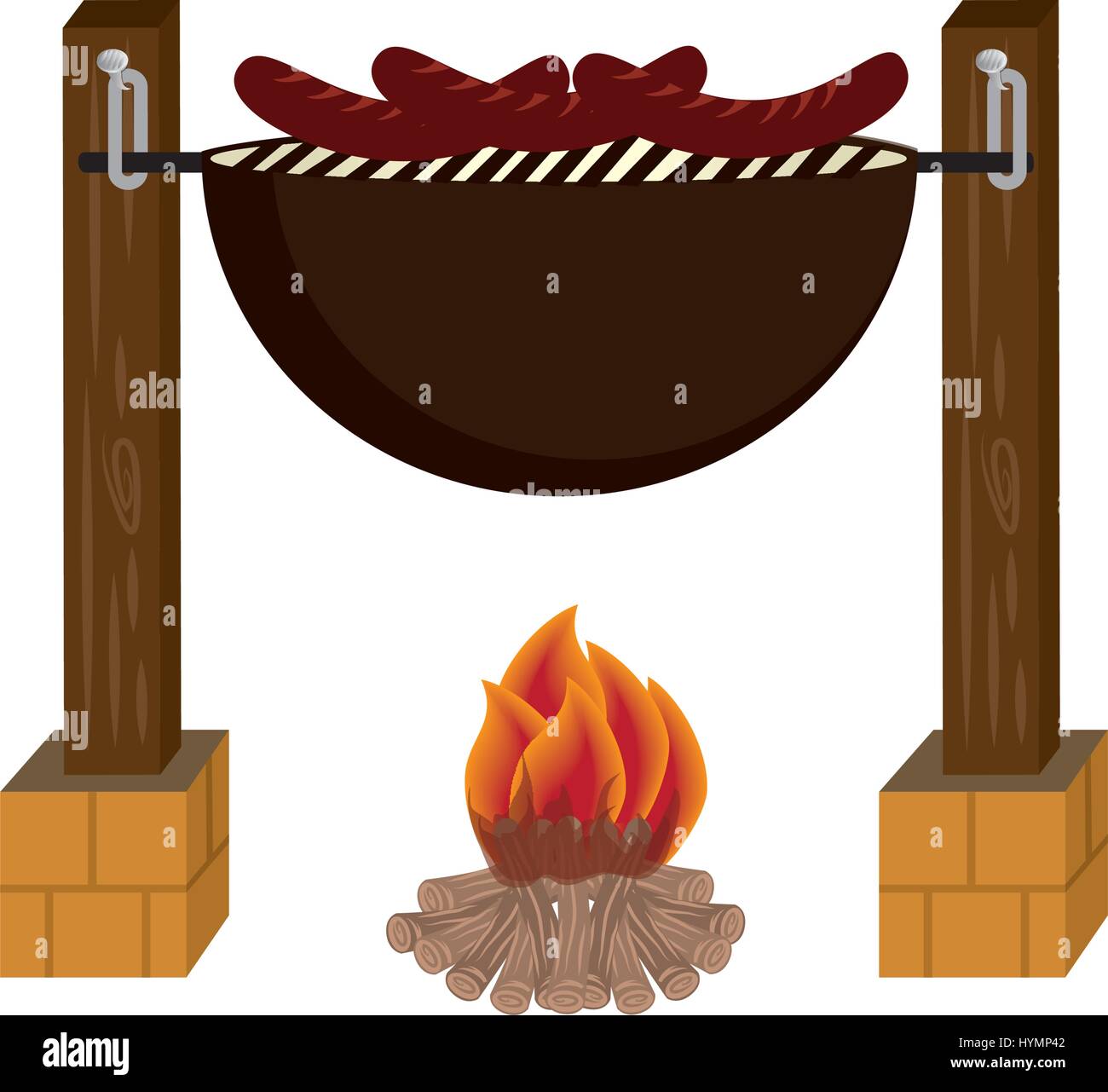 Pot over the campfire camping outdoor cooking 3d Vector Image