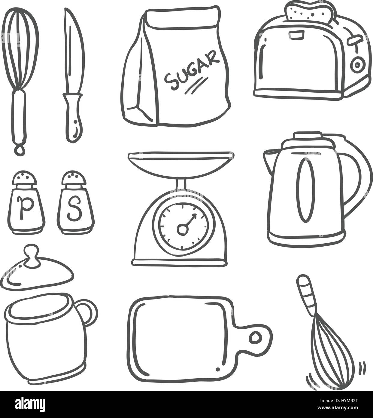 Hand draw kitchen set doodles Stock Vector Image & Art Alamy