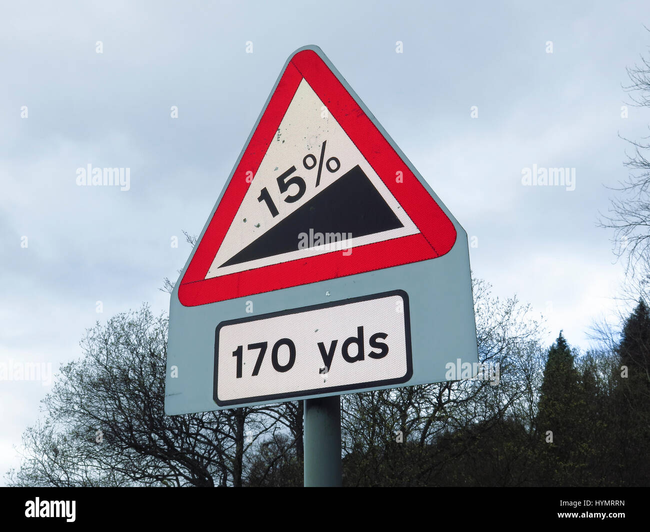 Steep uphill road sign Stock Photo Alamy