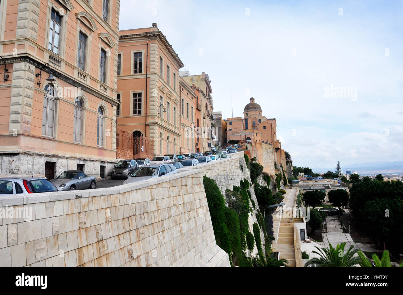 downtown Cagliari Sardinia Italy Bastione San Remy square in castello district Stock Photo