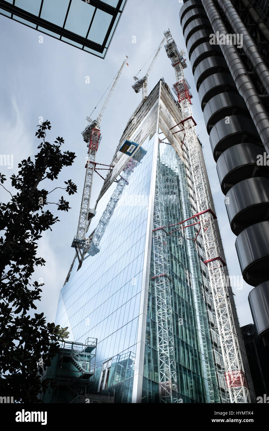 The scalpel building during course of construction, march 2017, in the City of London, England. Stock Photo