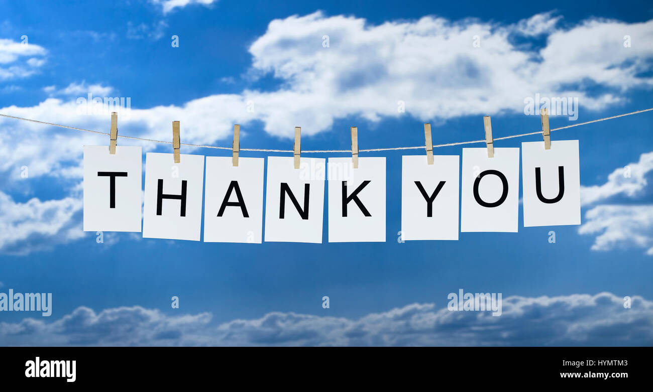Washing Line with Thank You Stock Photo