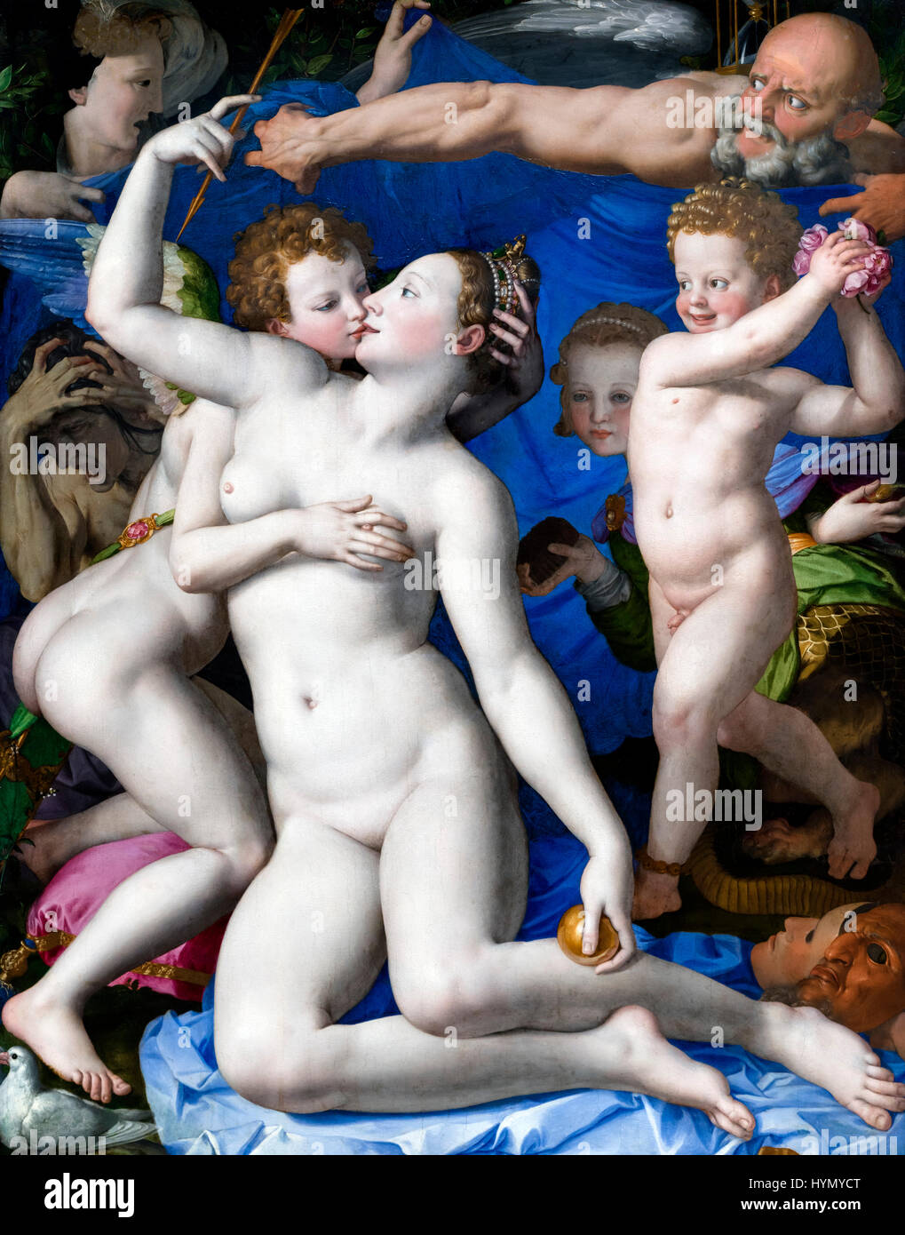 An Allegory with Venus and Cupid by Bronzino, oil on wood, c.1545 Stock Photo