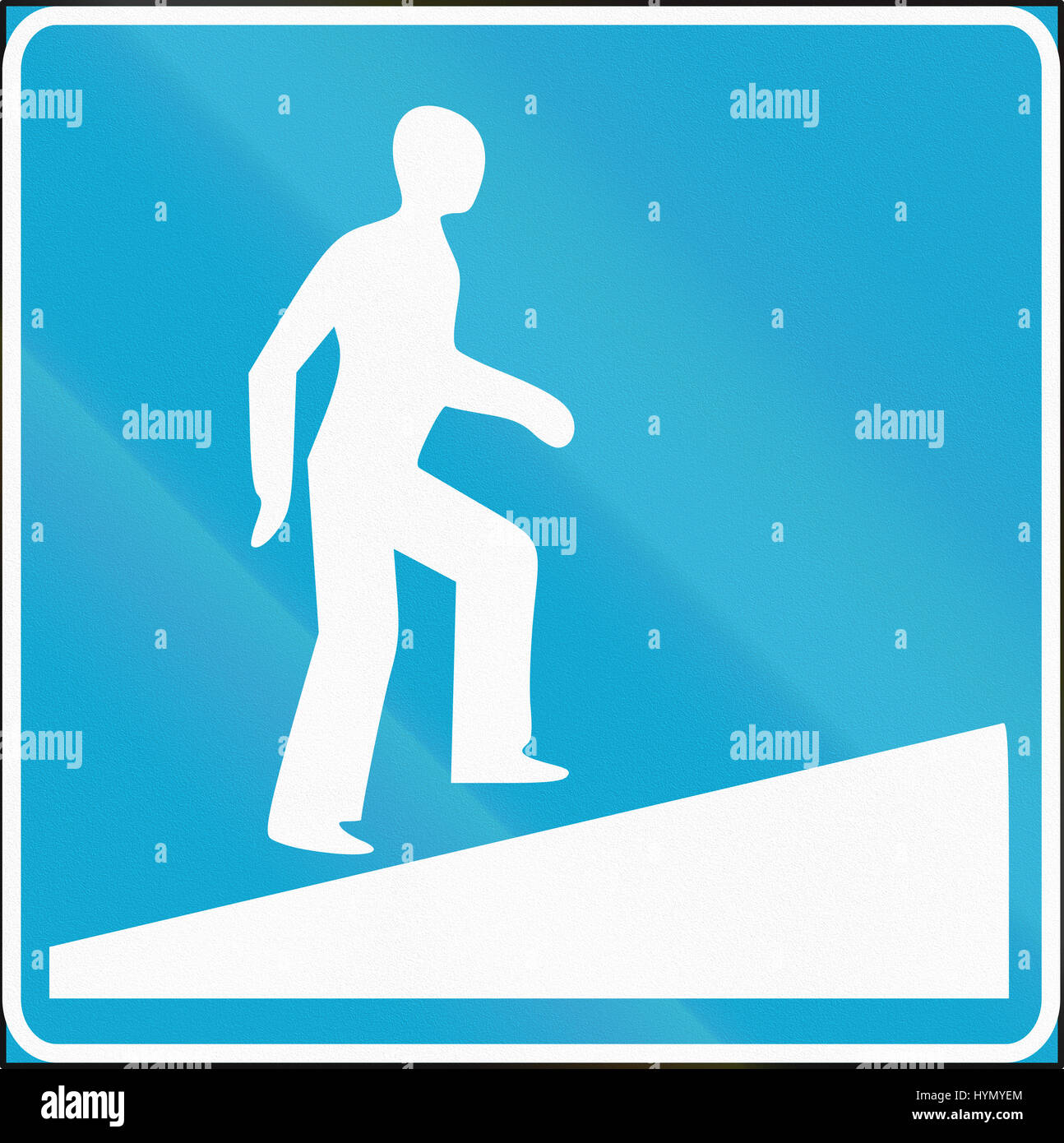 Pedestrian Ramp Sign Road sign used in Estonia - Pedestrian underpass with ramp Stock Photo ...