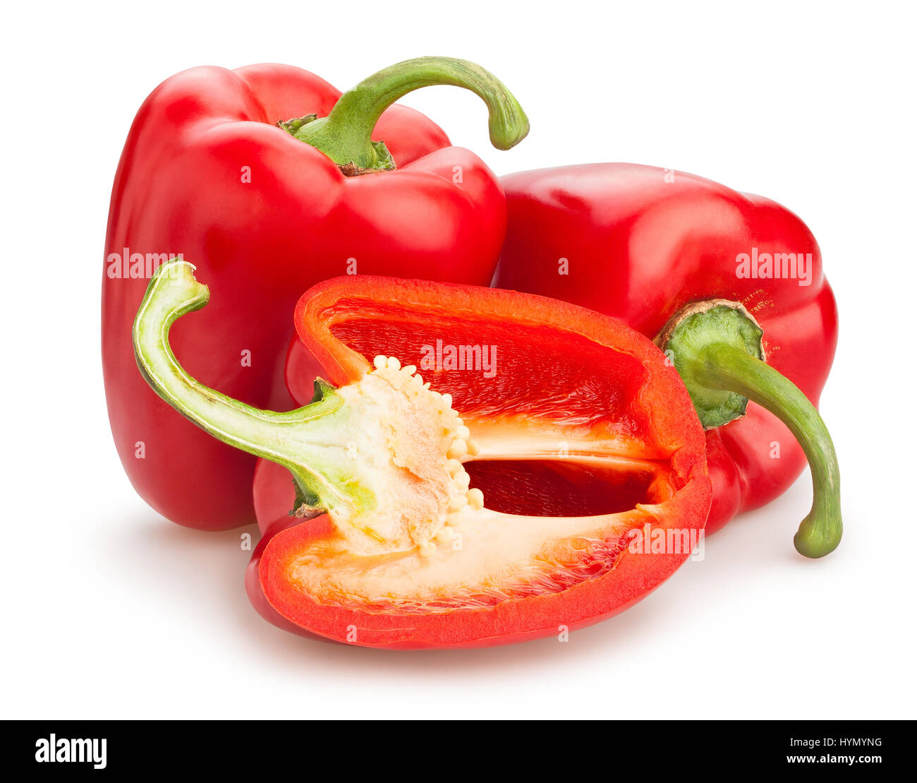 sliced red bell pepper isolated Stock Photo - Alamy