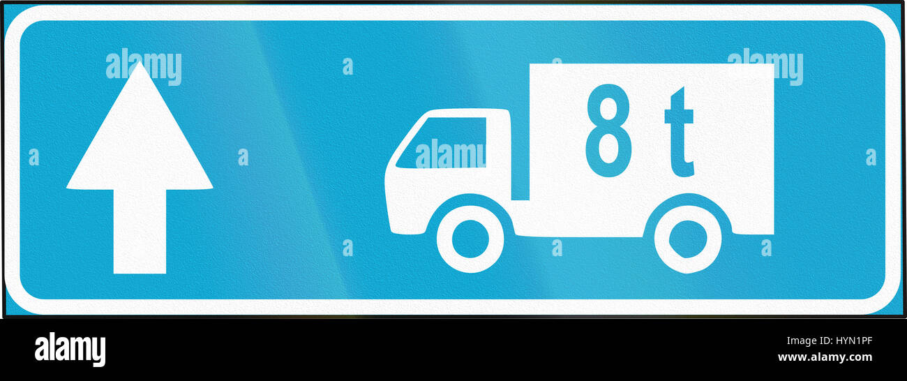 Estonian informatory road sign with route for lorries Stock Photo - Alamy