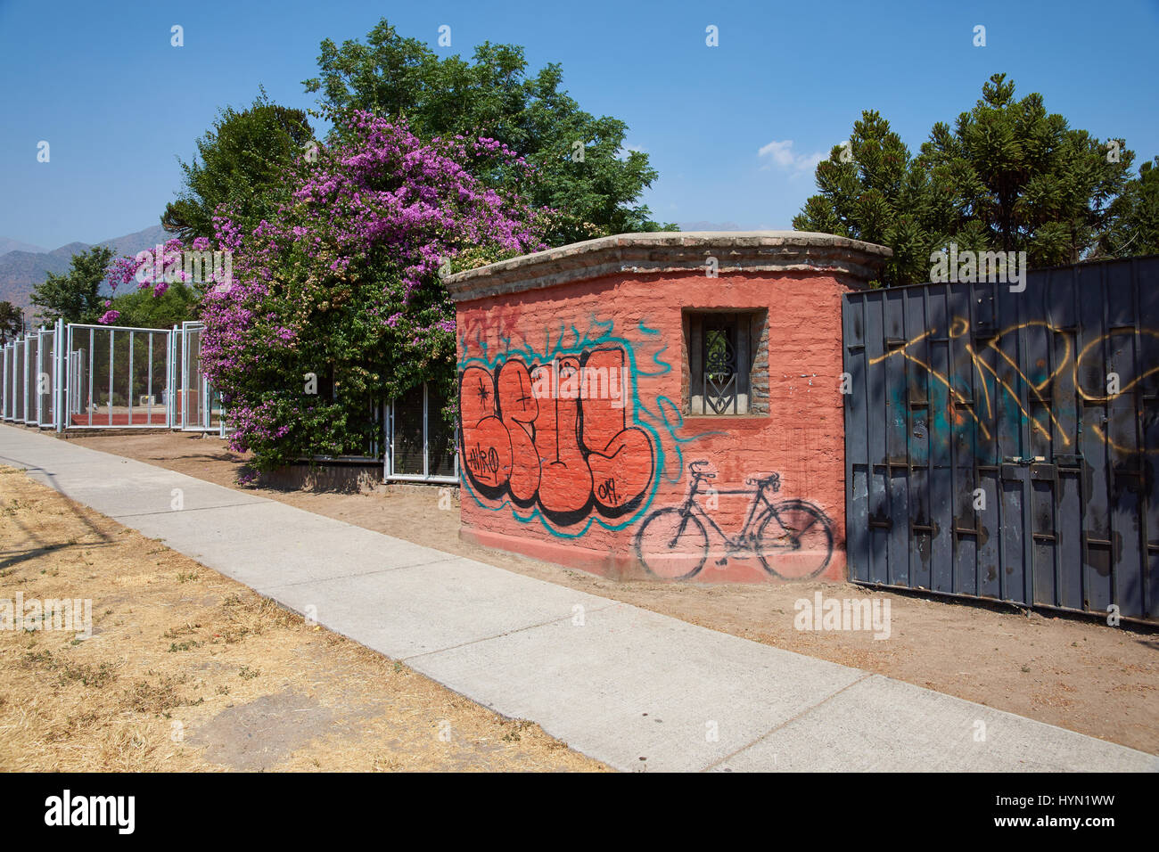 Villa Grimaldi in Santiago, Chile. Memorial park to the people detained and tortured during the 1970's in the prison camp located on this site. Stock Photo