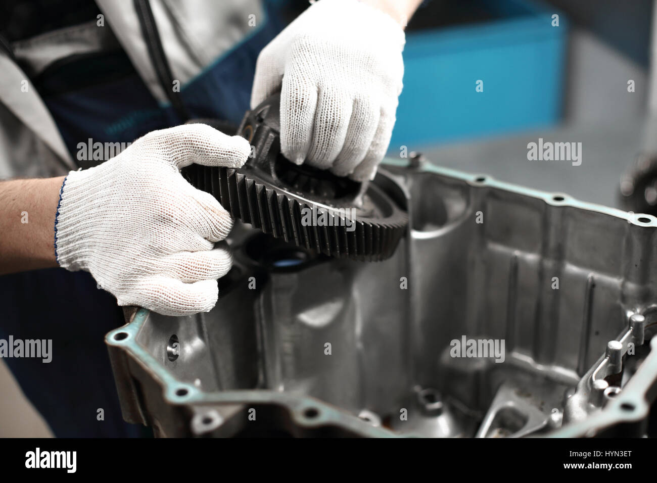 Car Gear Box Repair automotive repair garage mechanic Stock Photo Alamy