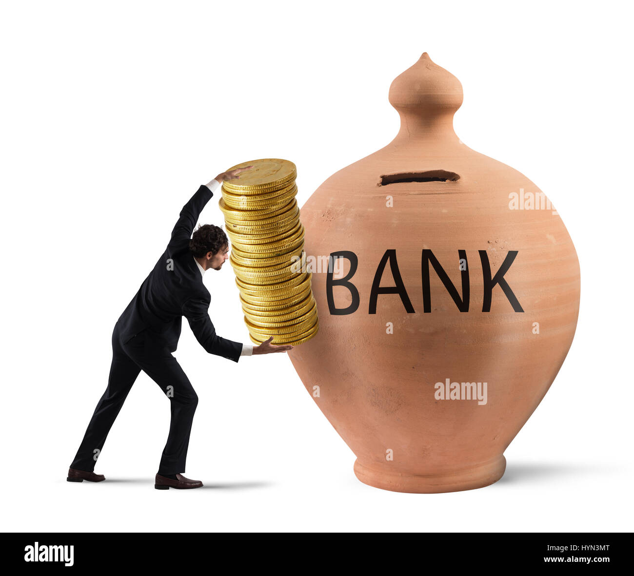 Deposit gains in a bank Stock Photo