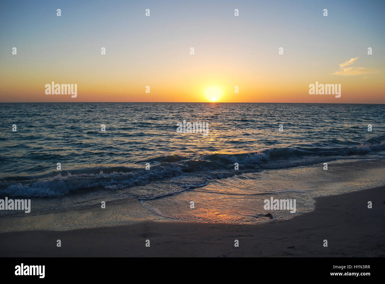 Sunset on the beach on Anna Maria Island in Florida Stock Photo