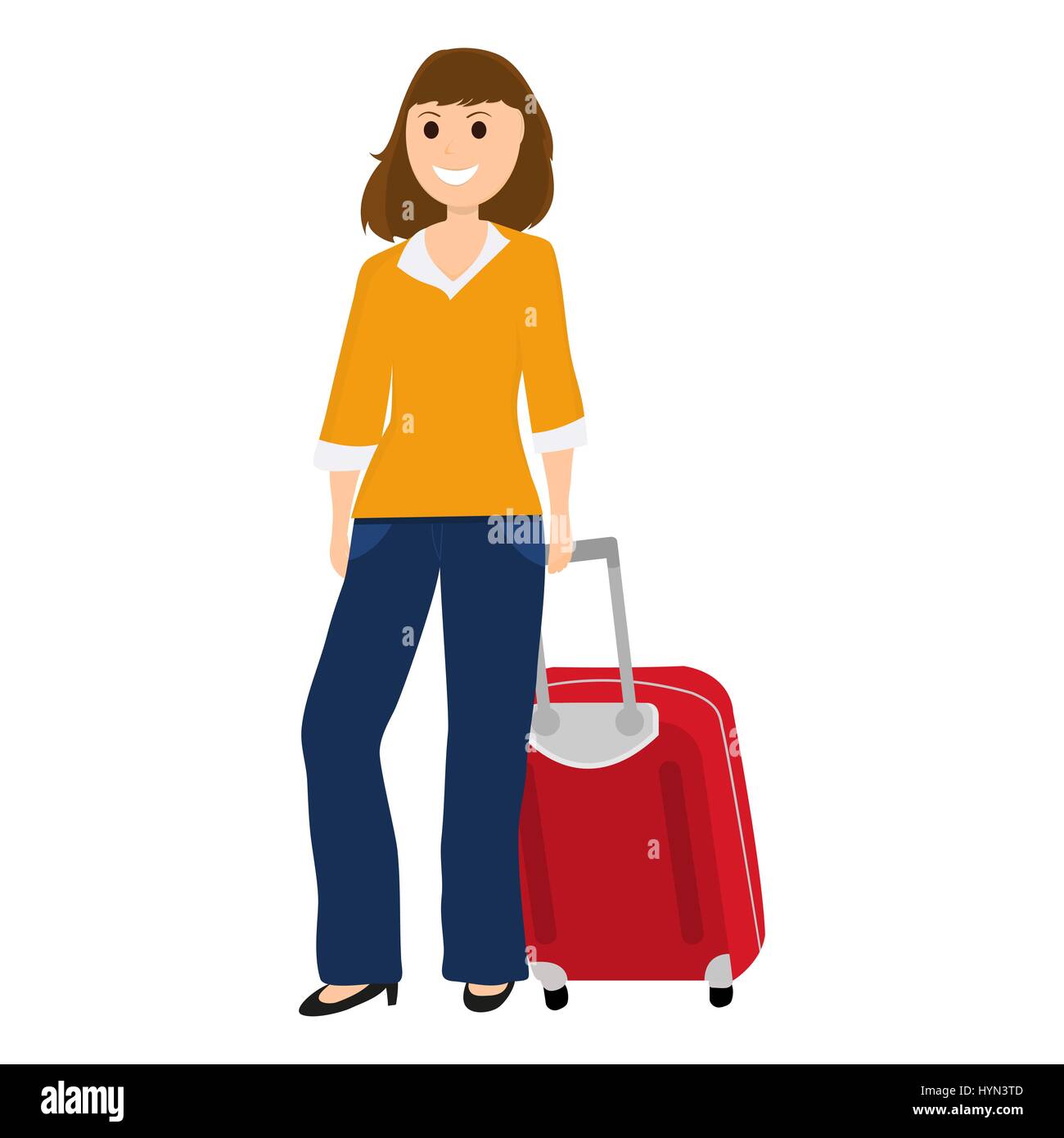 Woman tourist with a suitcase Stock Vector